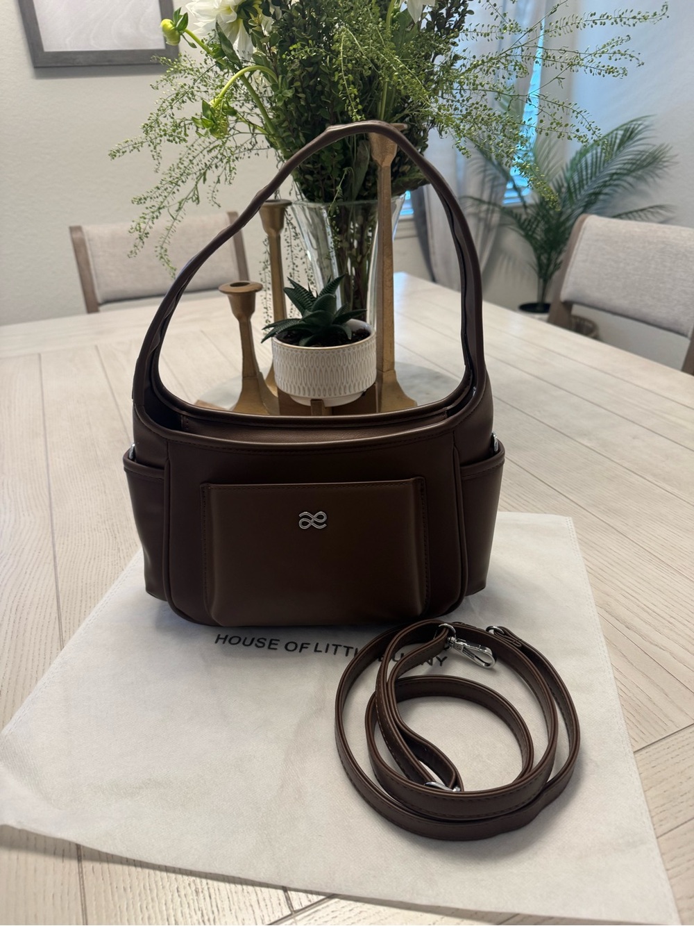 House of LittleBunny Brown Shoulder Bag with Removable Strap